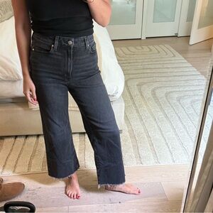 PAIGE Black Ankle Wide Leg Cropped Jeans